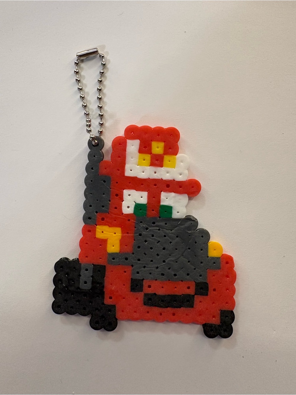 Perler Bead Keychain - Red Racing Car Character